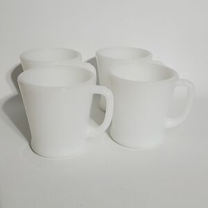 White Fire King Milk Glass Coffee Mugs Anchor Hocking Made in USA